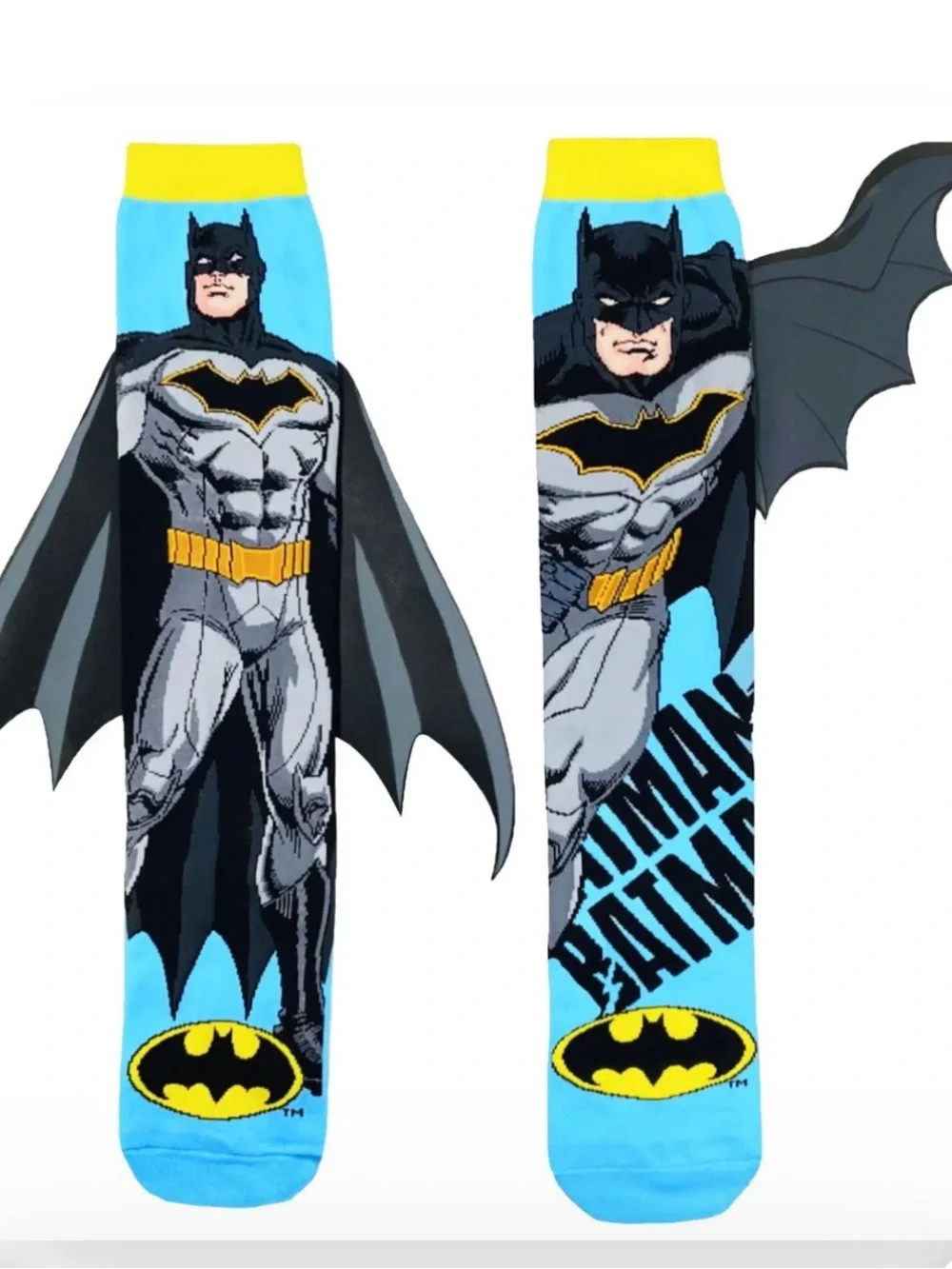 New. Batman Knee-High Costume Socks with Cape - Blue/Black/Yellow